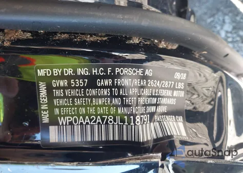 2018 Porsche Panamera 4 z USA, uszkodzony, nr VIN WP0AA2A78JL118791